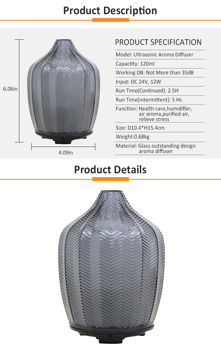 Homefish OEM Commercial Art Glass Aroma Diffuser Nebulizer Essential Oil 120ml Scent Machine Ultrasonic Aroma Diffusers