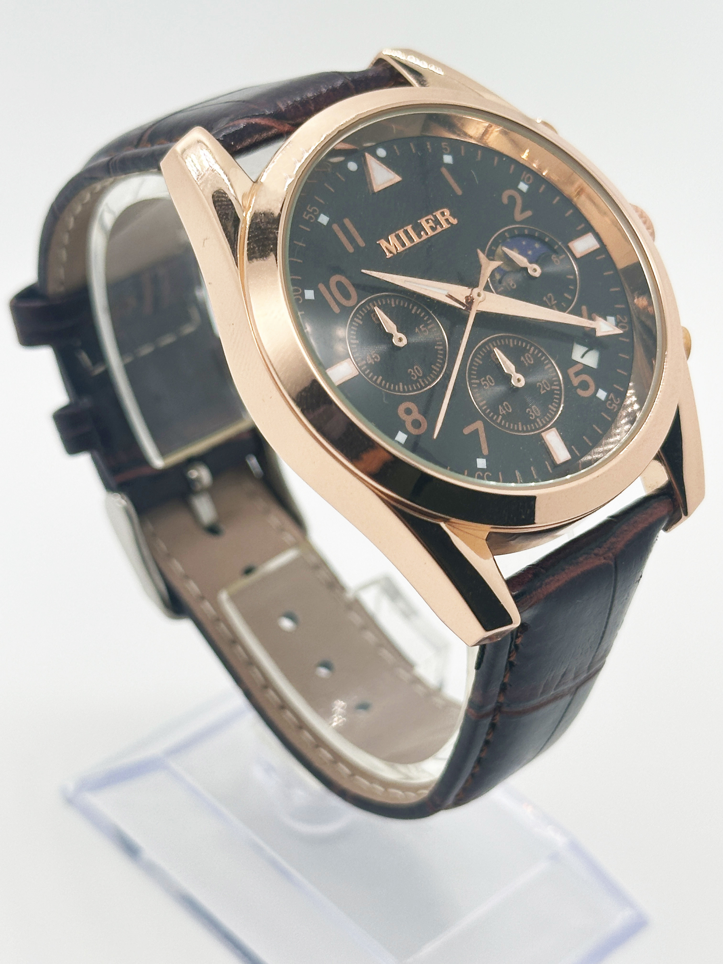 Mens Business Style Quartz Wristwatch with Leather Band