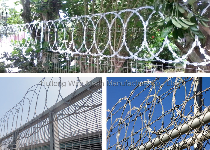 2.5mm Blade Concertina Razor Wire Fence Galvanized Straight Lines
