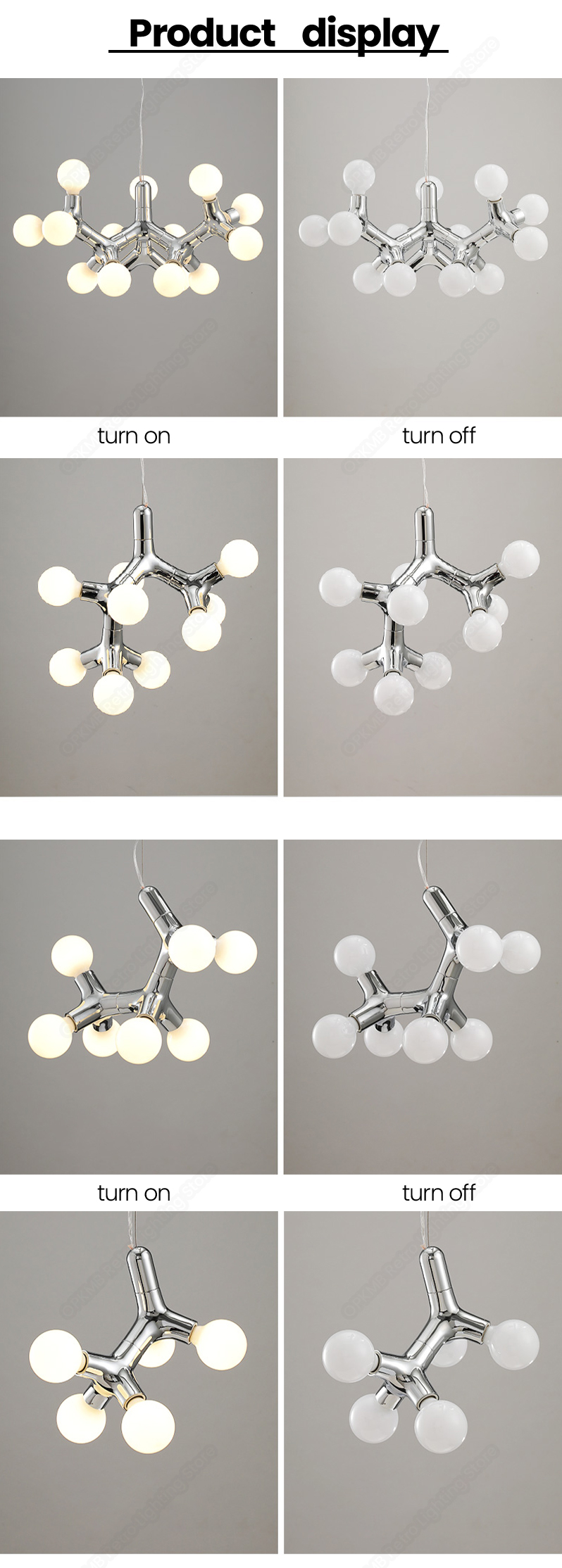 Nordic Copper Chandelier For Dinning Room Modern Living Room Glass Chandelier(WH-MI-444)