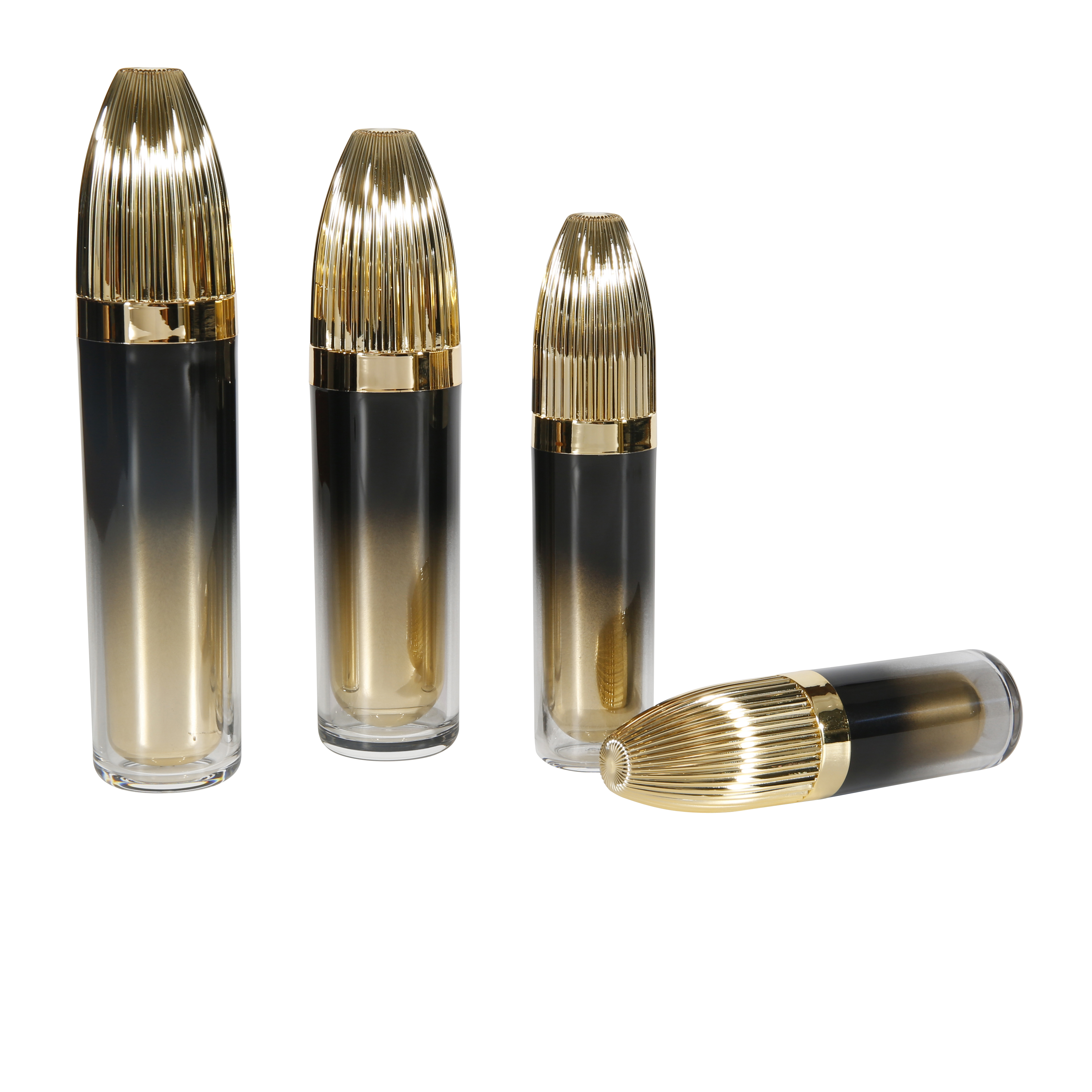 Pump Type With Aluminum Ring Black Gold Acrylic Cosmetic Cream Packaging Jar 30ml Spray Bottle Luxury Skincare Packaging