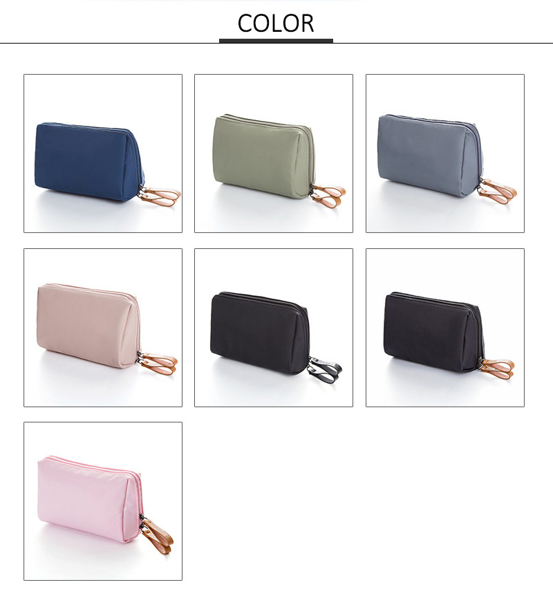 Women Blank Zipper Closure Satin Cosmetic Makeup Bag