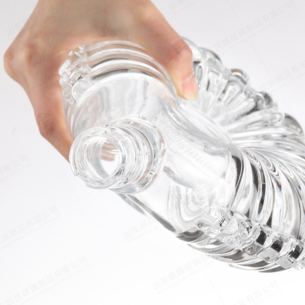 Acid Etch Surface Handling Glass Bottle For Transparent Engraving Whiskey Vodka Rum