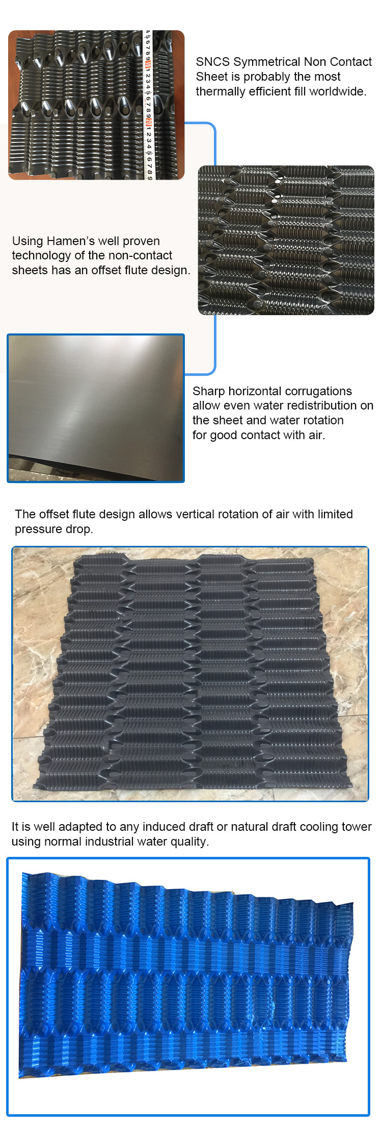 500mm Cooling Tower Fill Media Replacement Counter Flow Media PVC Fill Packs