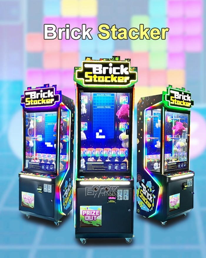 Brick Stacker Indoor Coin Operated Crazy Catch Vending Toy Arcade Game Machine