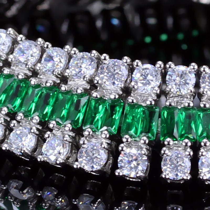 Summer Cute Crystal Bracele Jewelry Cluster Colorful CZ Stone Bracelet SIlver Plated Bracelet for Women Banquet Dinner