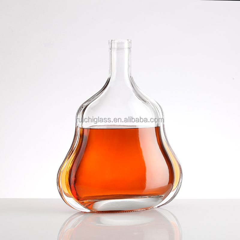 Super Flint Glass Custom Shape Transparent 500ml 750ml Liquor Bottle for Whiskey Brandy
