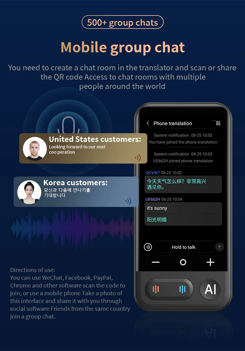Handheld Offline Audio Translator Device Machine All Language 4inch Big Screen
