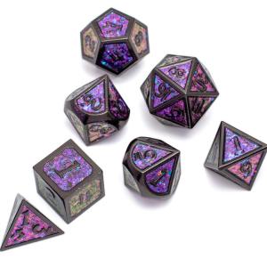 Shining Golden Powder Solid Metal Dice Set Board Game Dragon And Dungeon DND RPG