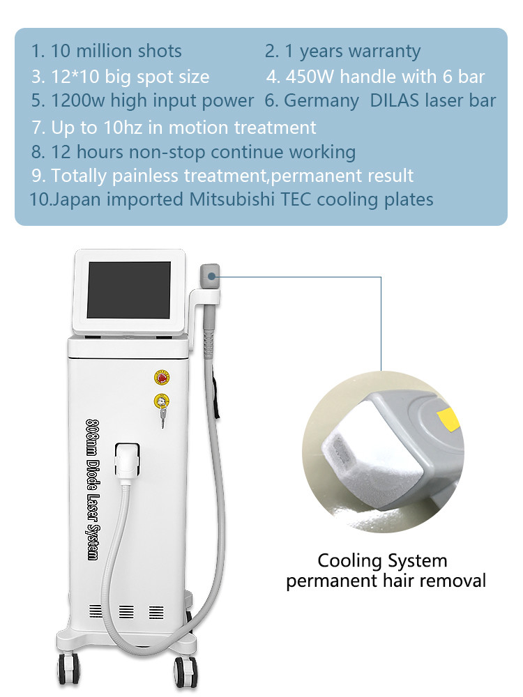 Vertical 180J Energy White Color Salon Laser Hair Removal Machine