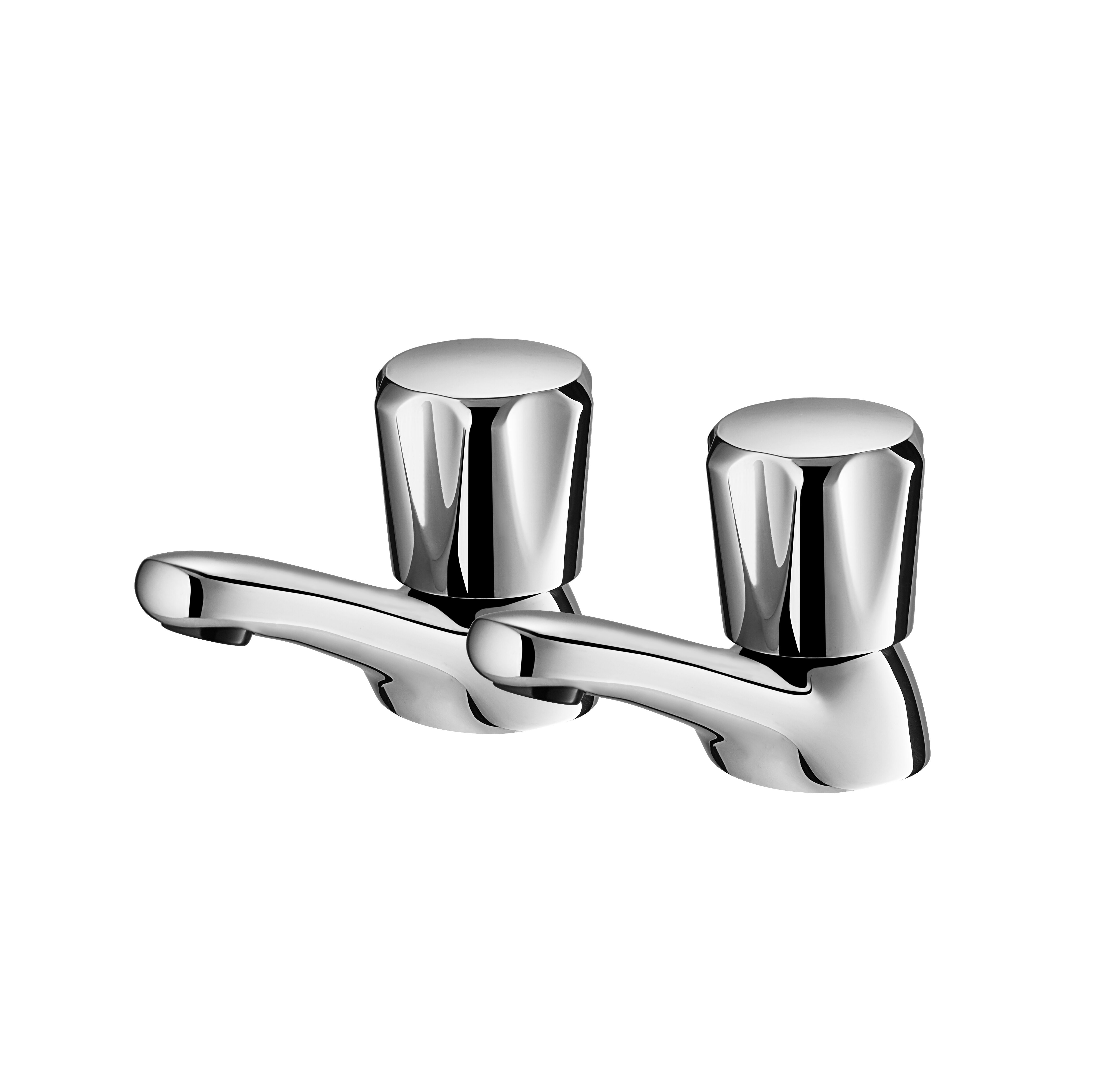 Traditional Victorian Pair Of Basin Taps For Bathroom Sink Hot And Cold 1/2" Bath Brass Faucet, Polished Chrome Set Of 2