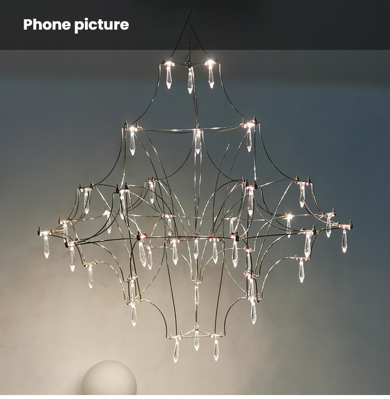 Modern Crystal Ceiling Chandelier Lighting Stainless Steel Fireflies Pendant Lamp nickel pendant light(WH-AP-542)