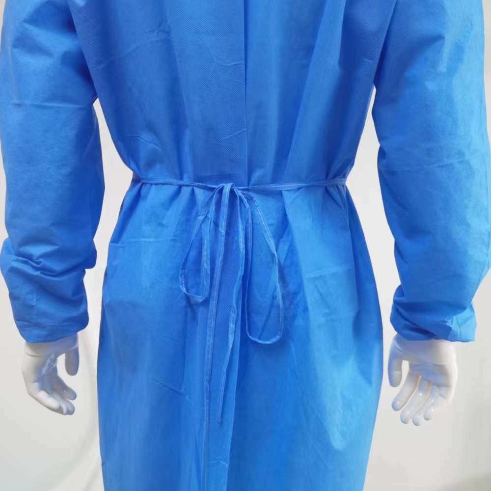 SMS Non Woven Fabric Blue Waterproof Isolation Gown For Class I Instruments OEM Offered