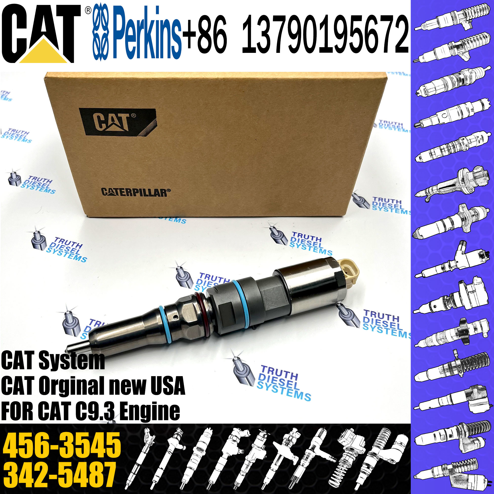 diesel fuel injector 456-3545 342-5487 10R-1267 417-3013 for CAT C9.3 Excavator Parts Engine