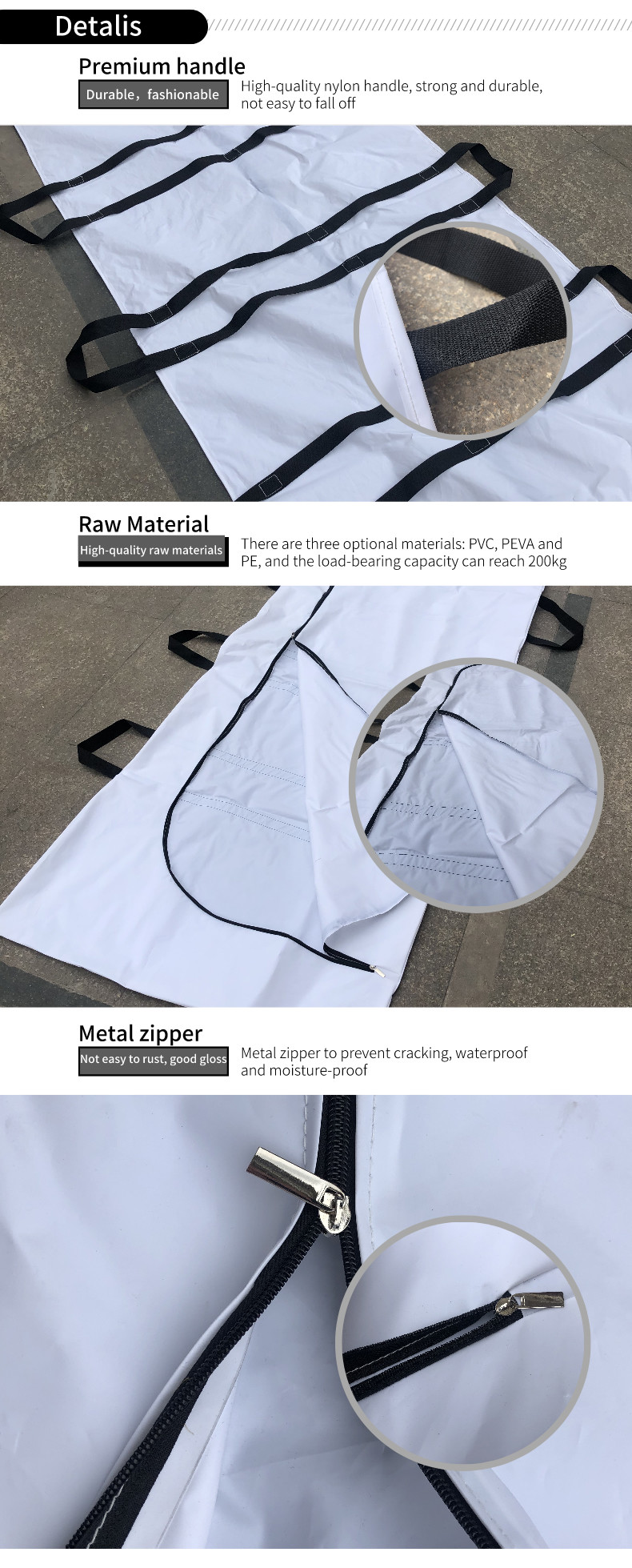 Non Woven Dead Body Bag Cadaver Storage 160kg Load Weight