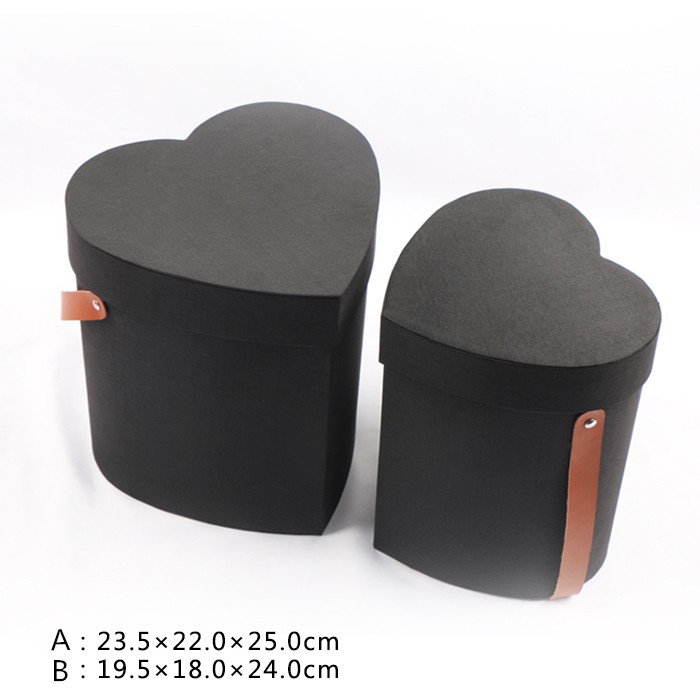 Luxury Pink Black Cardboard Paper Rose Packaging Heart Shape Tube Gift Box with Lid