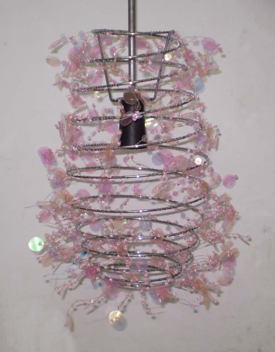 H180mm Spiral Hanging Lamp Shade With Round Colorful Sequins