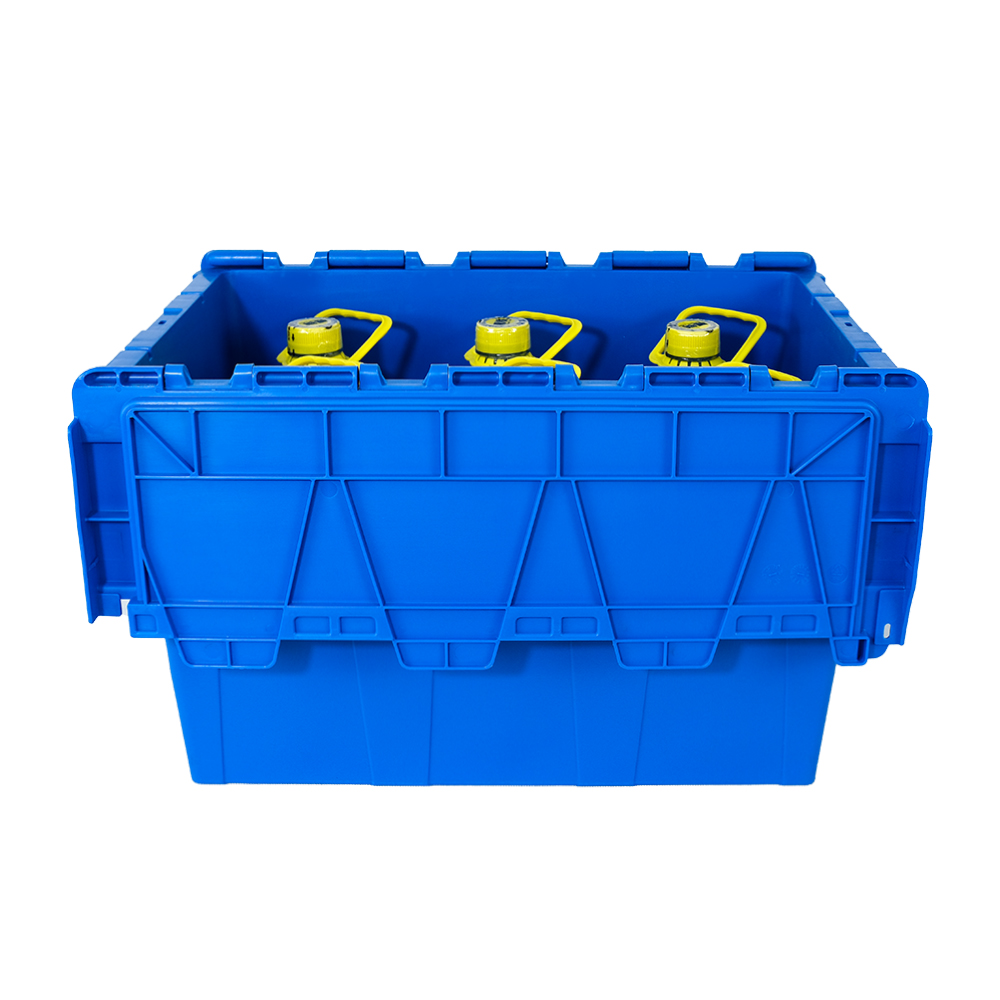 600x400x360mm PP Attached Lid Plastic Moving Crate for and Organized Storage Solution