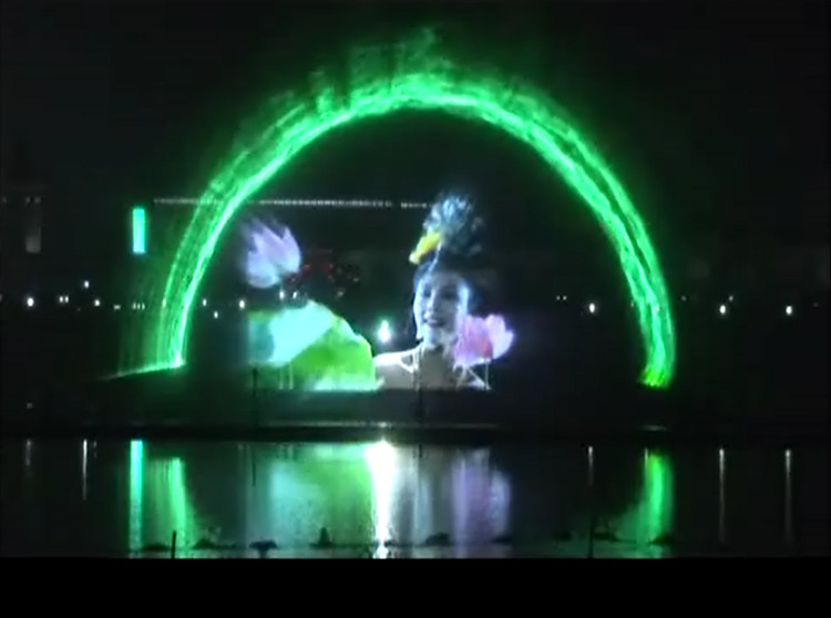 Creative Outdoor Digital Laser Water Screen Curtain , Laser Water Fountain Movie