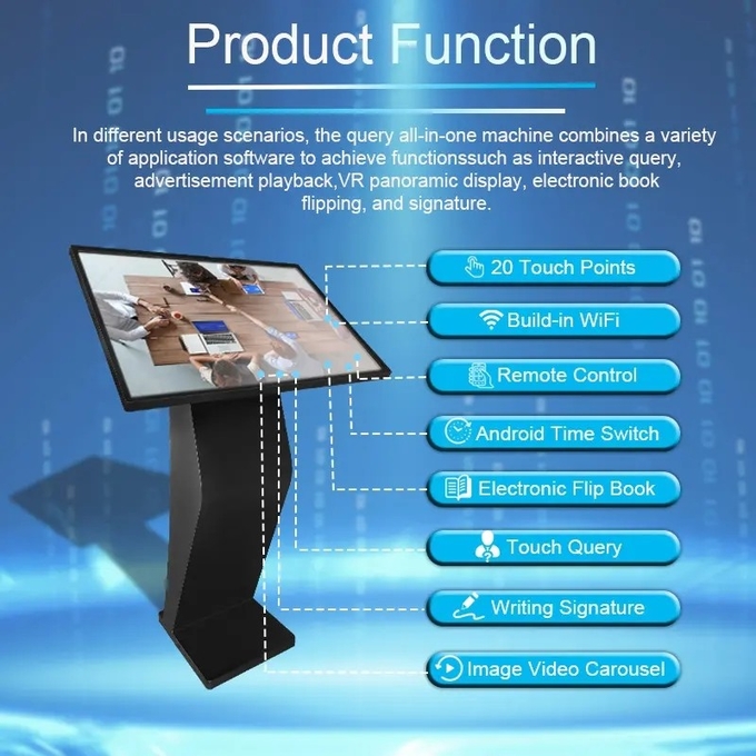 Horizontal Multimedia Display Terminal Interactive Self Service Kiosk 49 Inch