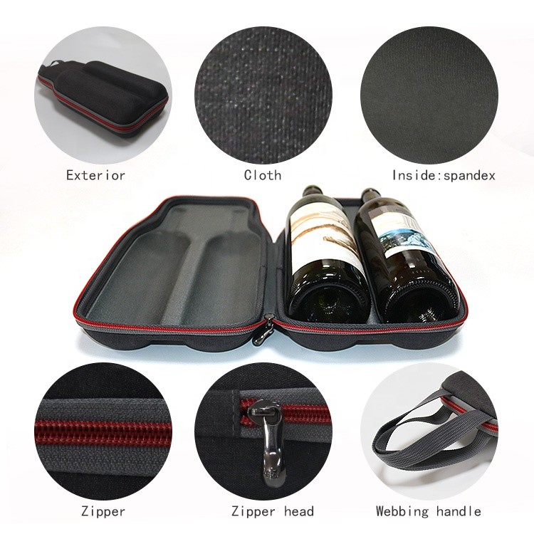 Bottle Wine EVA Carrying Case Emboss Logo For Travel