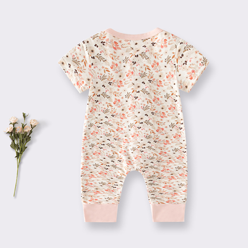 Factory Price bamboo Fabric baby rompers printed pajamas baby zipper snap rompers for summer