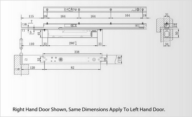 Soft Closing Eurospec Door Closer , Certifire Overhead Concealed Cam Door Closer
