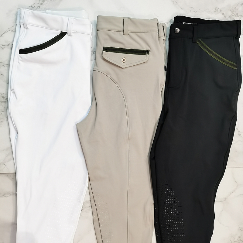 XS-XL Spandex / polyester Beige Active Stretch Men Horse Riding Leggings
