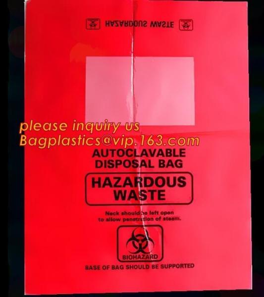 yellow printing self adhesive biohazard waste bag, Yellow infectious medical