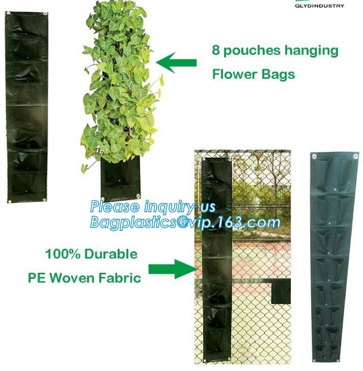 4 Pockets Permeable Non-woven fabric 26x65cmx1mm Vertical Wall Planting Bag for flower vegetable lettuce ferns, bagease