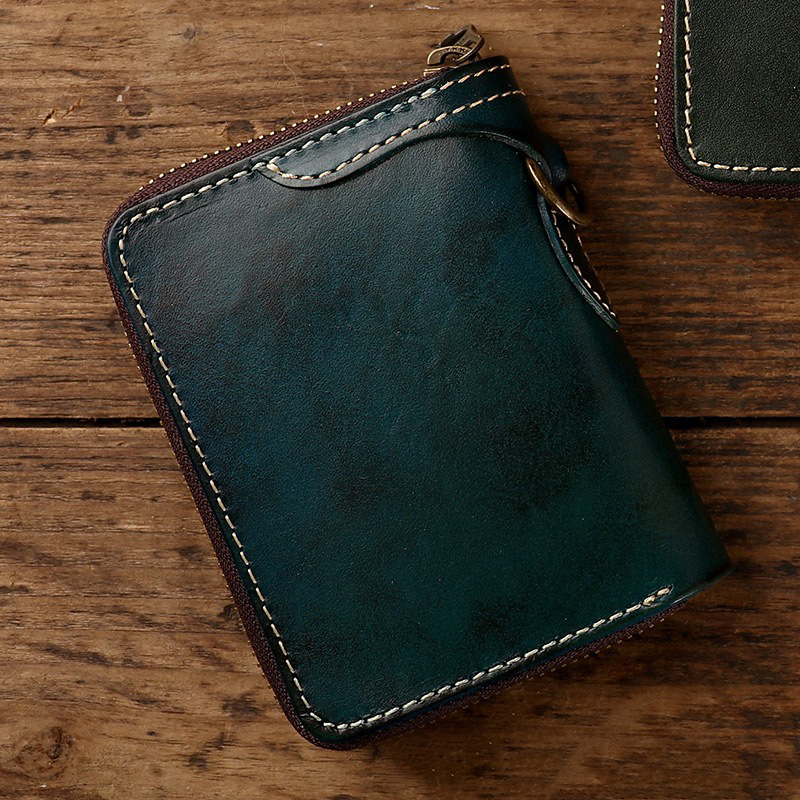 Others Pattern Type Simple Men's Wealth Cloth Wallet with Vegetable Tanned Leather