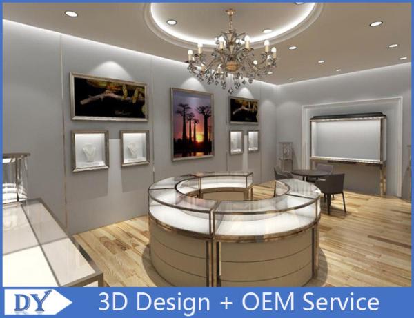 Watch Store Jewelry Display Cases with Mirror Stainless Steel Frame + Wooden