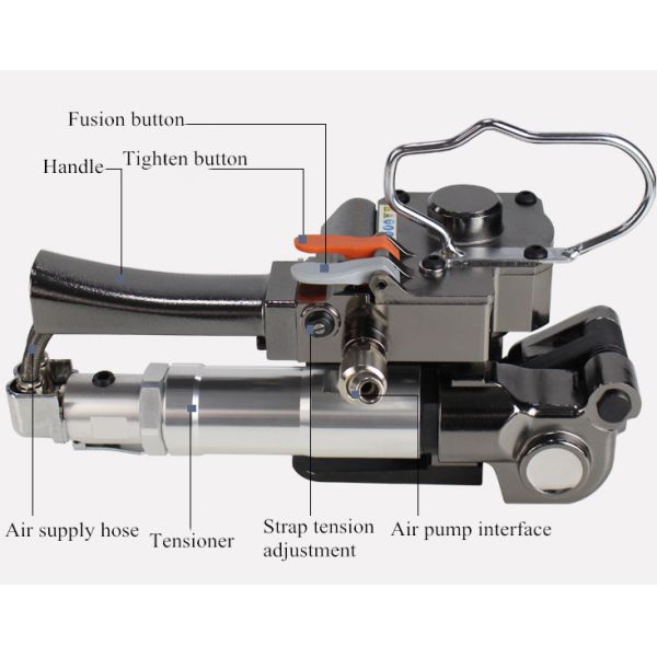 Portable Pneumatic Strapping Tool for PP PET Straps Separate Strap Design
