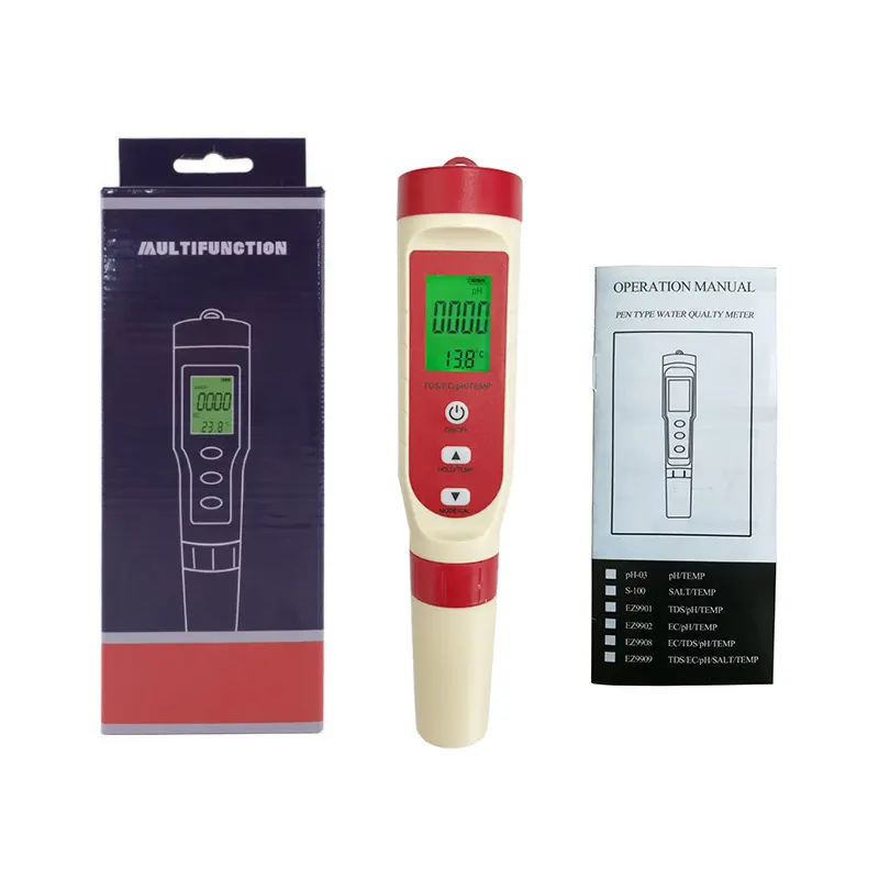 LCD Display Screen Water Test Pen 4 in 1 Tds/ec/ph/temp Meter for Temperature Control