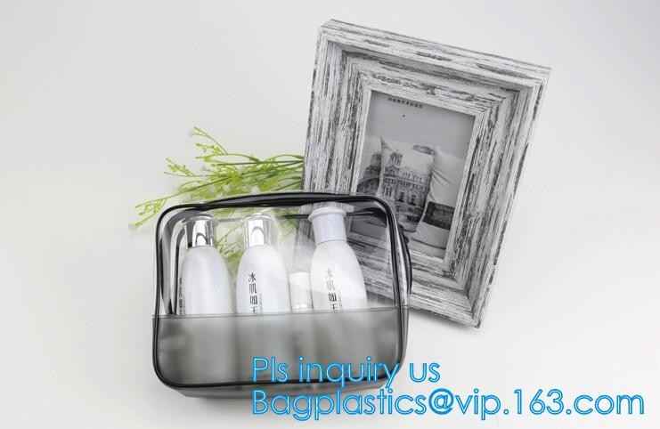 Travel Wash Bag Holder Zipper Pouch Large Hand Bag PVC Makeup Clear Cosmetic Bag, zipper transparent plastic pvc makeup