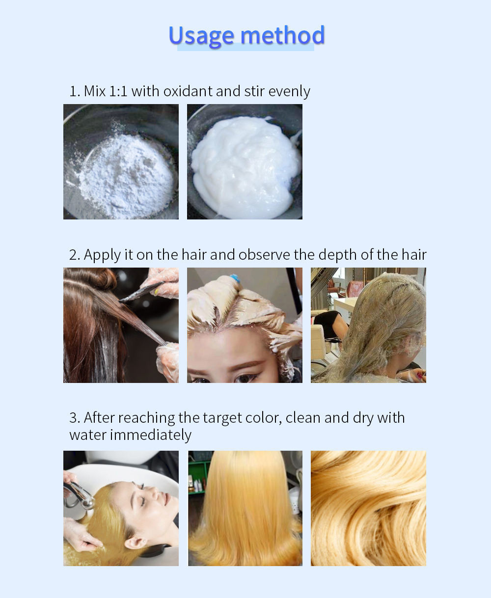 500g Salon Hair Discolor Bleach Powder With Blue Purple Fine Hair Color Powder
