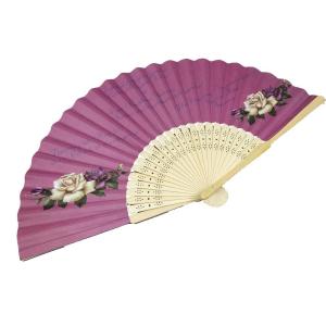 Sublimation Blanks Folded Polyester Bamboo Fans Bamboo Fabric Folding Hand Fan