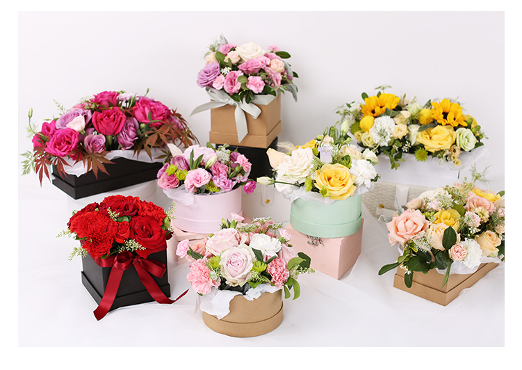 Customer's Logo Square Mini Rigid Paper Rose Soap Flower Box for Gift Bouquet Packaging