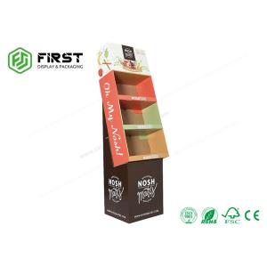 Custom Glossy Printed Logo Corrugated Paper Floor Display Stand For Exhibitions