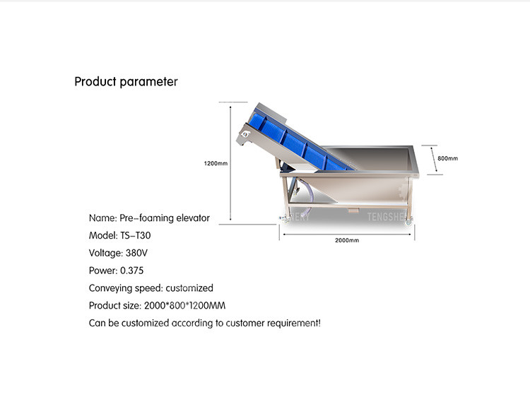 2pcs/Min Industrial Vegetable Processing Machine Automatic Elevator Food Conveying