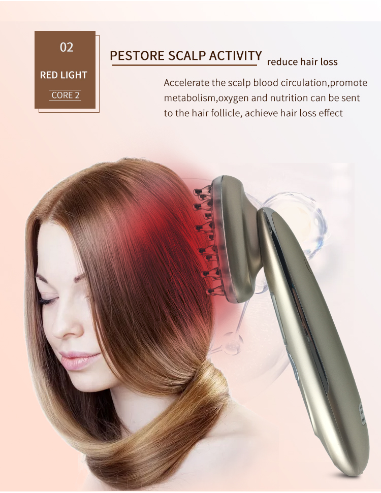 Laser Photon Microcurrent Vibration Massage Comb Red Light Therapy Hair Growth Brush