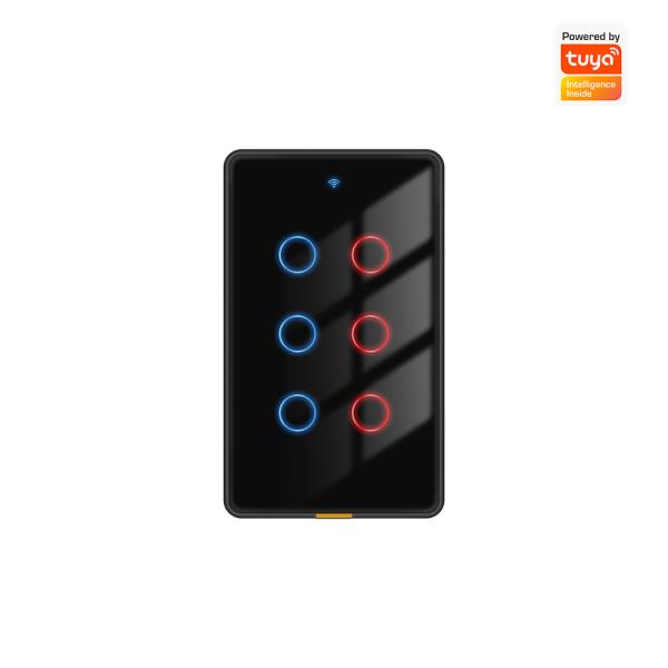 Tuya Smart WiFi 6 Gang Light Switch No Neutral Wire, Timing, Voice Control,