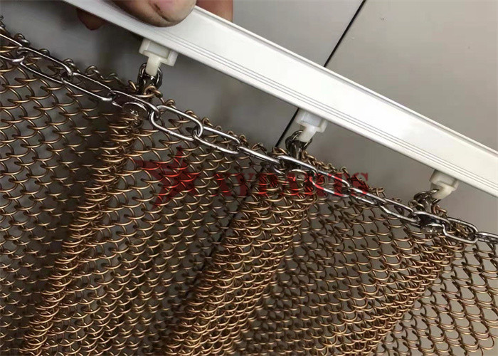 Copper Color Aluminum Coil Drapery Curtain For Space Divider