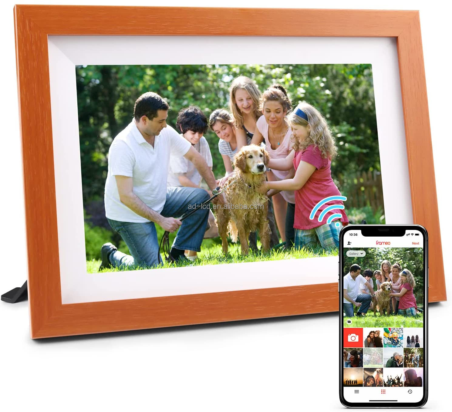 Digital Display 10.1 Inch Digital Photo Frame Wall Mounted With Wood Frame And Micro USB Slot