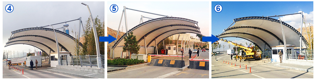 Steel Frame Metal Pergola for Car Port Parking White Powder Coating and Heat Treated