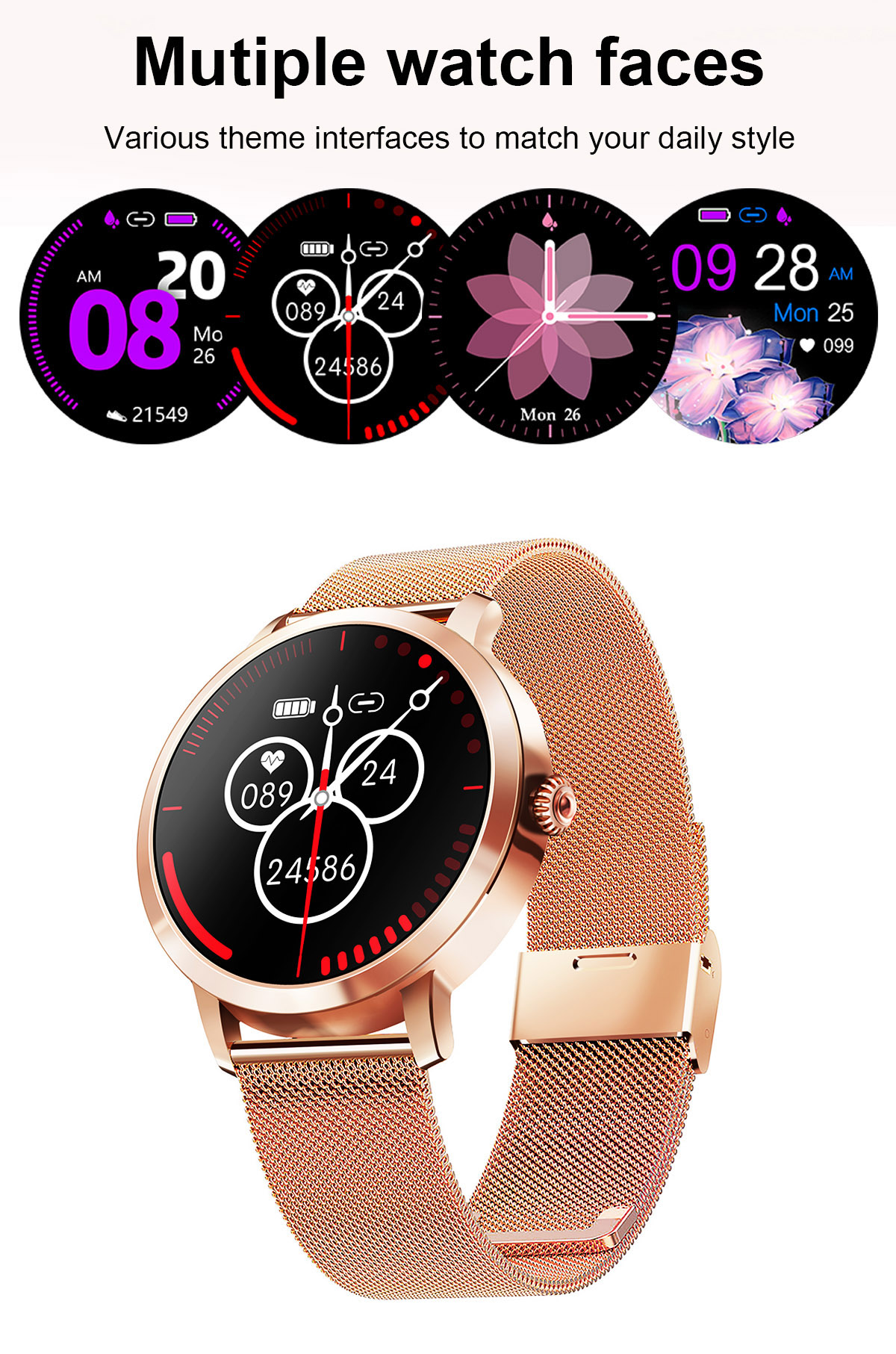 1.09 inch IPS Full Touch Smartwatch with Flap Smart Wearable Bracelets