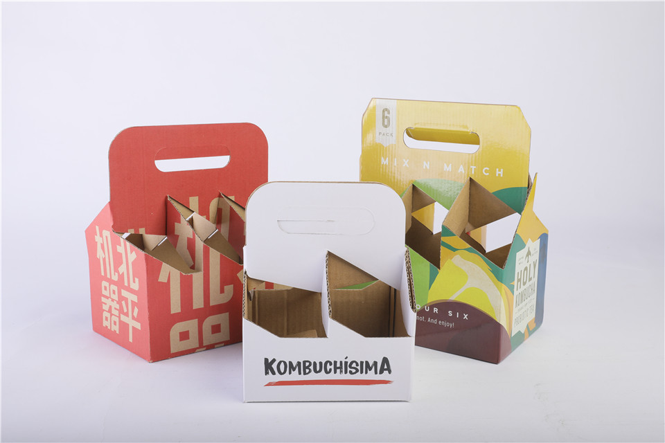 Custom Eco Kraft Paper Cup Holder For Milk Tea Drinks Beer 4 Packs 6 Packs Wine Packaging
