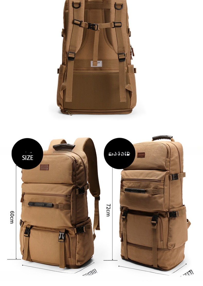 Comfortable and Versatile 60L Khaki Backpack for Outdoor Training Camping Traveling