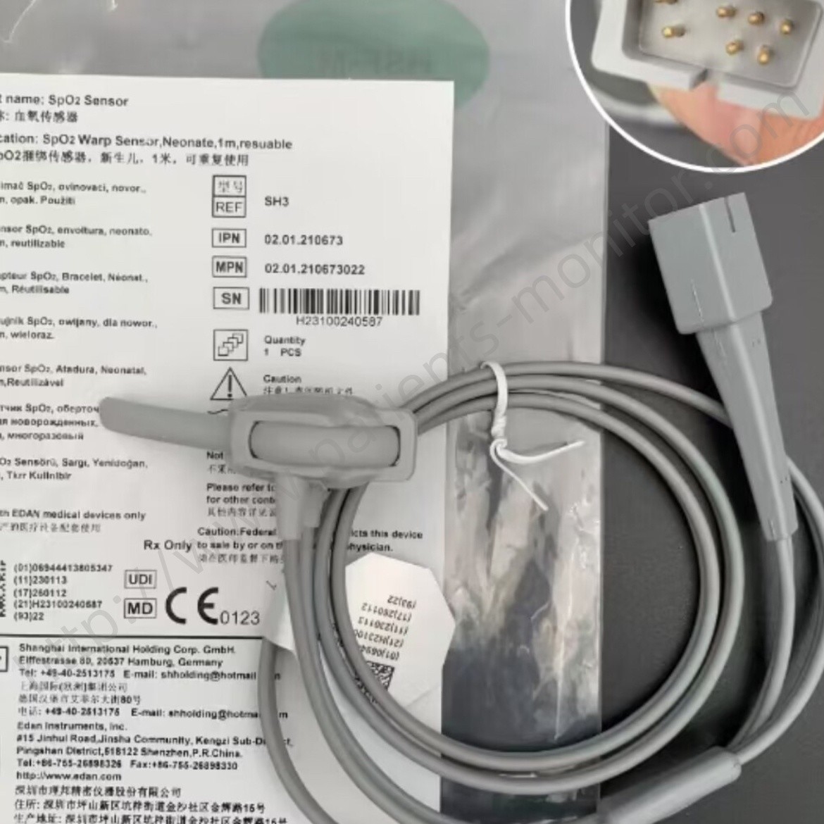 Edan SH3 Neonate Infant Wrap SpO2 Sensor Reusable 1M 02.01.110492 02.01.110492018 For Hospital