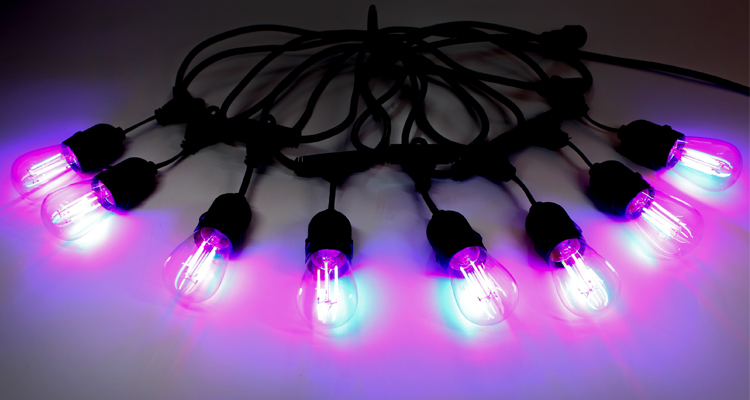 24ft 12 Bulb IP65 Waterproof Festoon Lighting Outdoor Garden Wedding Christmas Decoration S14 RGB LED Filament Bulb Light String